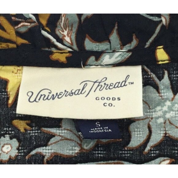 Universal Thread Ruffled V-Neck Navy Floral Long Sleeve Wrap Front Blouse SM - Picture 10 of 12